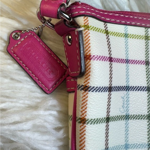 Coach Heritage Tattersall Pink Stripe Crossbody Bag Small 7”x8” - Picture 5 of 13
